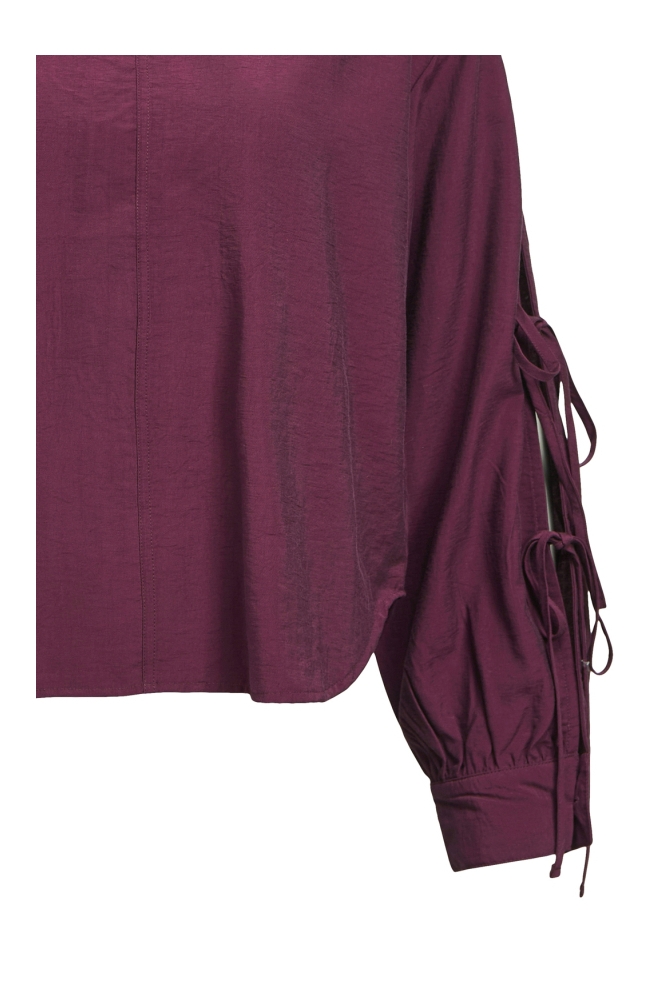 OBJKENNY L/S RE O-NECK TIE TOP 140 23047452 Mauve Wine